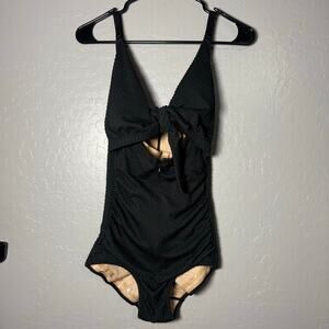 One piece swimsuit with built in waist trainer, Black, S